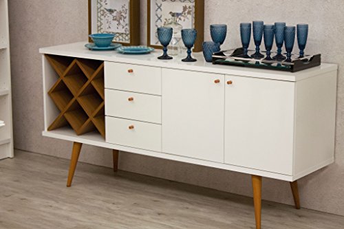 Manhattan Comfort Utopia Sideboard Buffet Stand, White Gloss And Maple Cream #TOP1