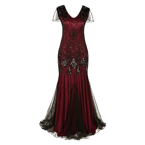 1920 Flapper Robe Charleston à Sequins Robe soirée Frange Paillettée Style années 20 pour Party, Bal, Soirée Gatsby, Cocktail