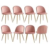 GrandCA HOME Juego de 8 Sillas De Comedor De Terciopelo, Rosa