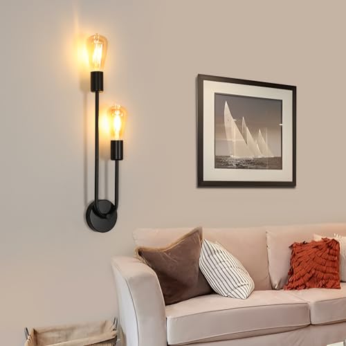 Comely lámpara de pared interior de metal con 2 luces y casquillo vintage E27 6