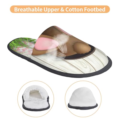 Brown Bunny Print House Slippers For Women And Men,Soft Slippers With Memory Foam,Non-Slip Indoor Home Shoes3