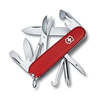 Victorinox Super Tinker Swiss Army Knife, 14 Function Swiss Made Pocket Knife with Large Blade, 2 Screwdrivers and Multipurpose Hook - Red