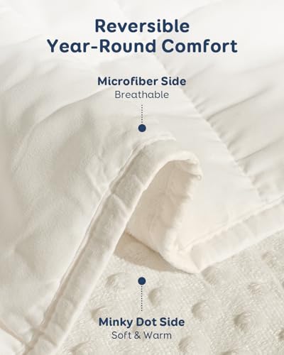 Image of Kivik Washable Weighted Blanket for Adults, 12 lbs Weight Heavy Throw Blankets, Ultra Soft Cooling Minky Weighted Comforter, Sleep Calm Gifts for Woman Men, 48 inchx72 inch Twin Size, 12 Pounds, White