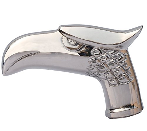 Nautical World Eagle - Asa para bastón de senderismo (símbolo de potencia y fuerza), hecho a mano en color plateado, asas decorativas de metal para cañas de madera, regalos