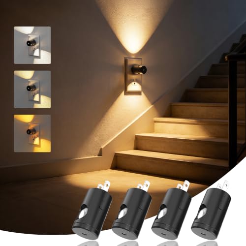 Image of JandCase Night Lights Plug into Wall, 4 Pack Mini Lens Night Light | 3CCT Color Temperature, 180 Rotatable Night-Lights, Dimmable Nightlight Plug in, Light Sensor, Bathroom Hallway Room Decor