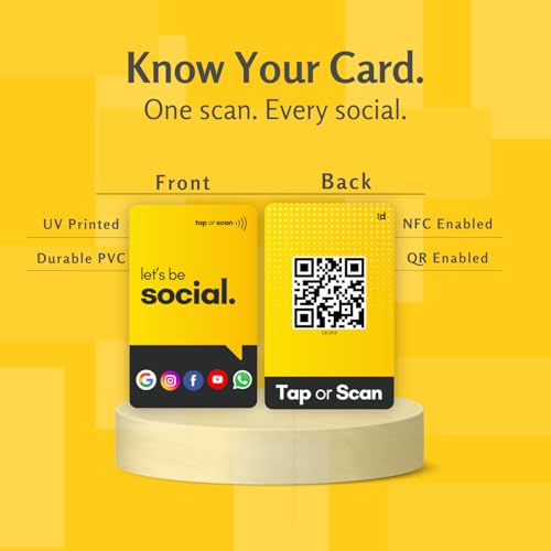 Image of Social Media Card | NFC & QR Enabled | Connect Review, Instagram, Facebook, YouTube, Whatsapp & More | Share Bio Link Instantly | Boost Reach | No App Needed