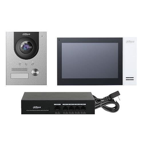 Sistema de videoportero para chalet con monitor táctil de 7 pulgadas y cámara IP externa