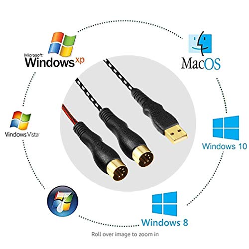 midi cable midi to usb interface cable 45ftmidi interface in-out to usb cord adapter with indicator for piano keyboard to pc mac laptoparranger keyboard tool