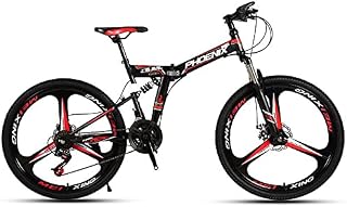 Folding Mountain Bike 24 Speed Steel Frame Mountain Bike 26 Inches Wheel Dual Suspension Folding Bike, Mens Hardtail Mountain Bikes for Adult, High Carbon Steel Frame