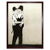 Amazon.co.jp: Banksy Kissing Coppers Graffiti Street Art Print