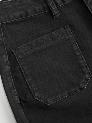 Image of CIDER Womens Wide Leg Jeans Cropped Length Stretchy Denim Flared Pants | High Waist, Trendy, Straight Leg Jean Bottoms