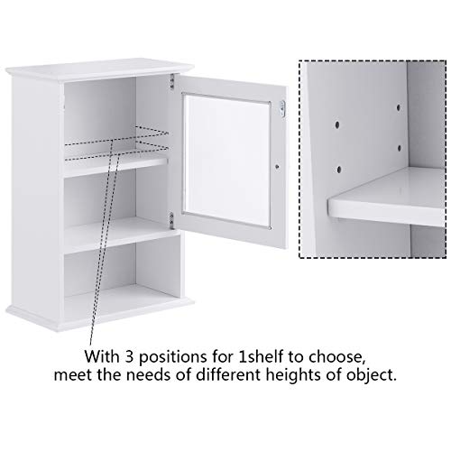 Tangkula Bathroom Wall Cabinet, Wooden Wall Mounted Medicine Cabinet With Adjustable Shelf, White #TOP5