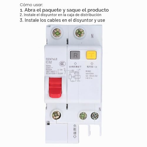 Miniatura 9 de Disyuntor En Miniatura, Dz47sle C32 1p N Disyuntor De Montaje En Riel Din Disyuntor De Aire De Bajo Voltaje Protector Contra Cortocircuitos Con Clip De Bloqueo Biestable Para Sistemas Eléctricos De Ba