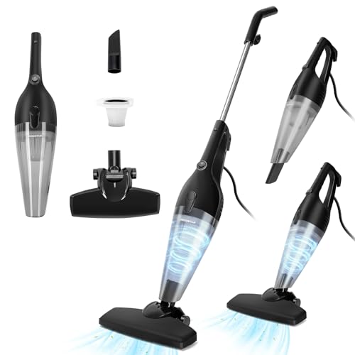 Aigostar Aspiradora Vertical con Cable 4 en 1, 600W Aspirador Escoba, Potente de 15000Pa, Capacidad de 1,2L, Cable de 6 m, Ligera e Sistema de filtración ciclónica súper eficiente - Stan