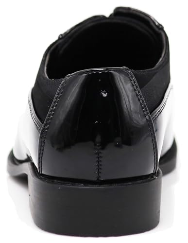 Image of BMY Men's Striped Satin Matching Patent Upper Oxfords Formal Dress Shoes