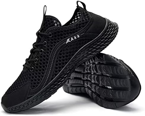 Men's Water Walking Shoes - Quick Dry Water Sneakers Non Slip & Lightweight & Breathable Hiking Shoes for Diving Swimming Surf Beach Sea Sports All Black Size 12