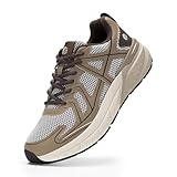 FitVille Mens Extra Wide Fit Trainers Running Walking Shoes with Arch Support Breathable Mesh Athletic Sneakers for Gym Sports Jogging Khaki Brown