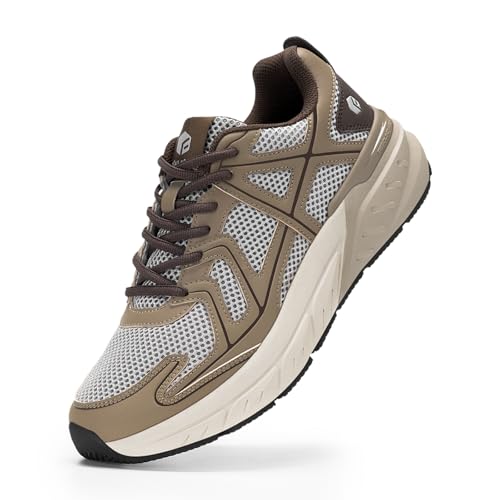 FitVille Wide Walking Shoes for Men Extra Wide Width Running Shoes with Arch Support for Plantar Fasciitis Heel Pain Relief(Khaki/Brown, 12.5 X-Wide) by FitVille - Used condition - CA$58.55