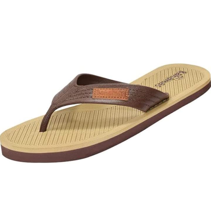 Men's Comfort Flip Flops, Textured Sole,bahamas(BHG-108) (BROWN BEIGE, UK Footwear Size System, Adult, Men, Numeric, Medium, 9)