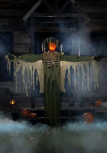 Fun Costumes 6.5FT Swiping Scarecrow Animatronic | Halloween Decoration with Moving Arm, Glowing...