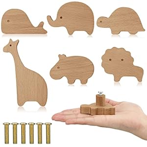 Qunclay Holz Tier Möbelknöpfe, 6er Sets