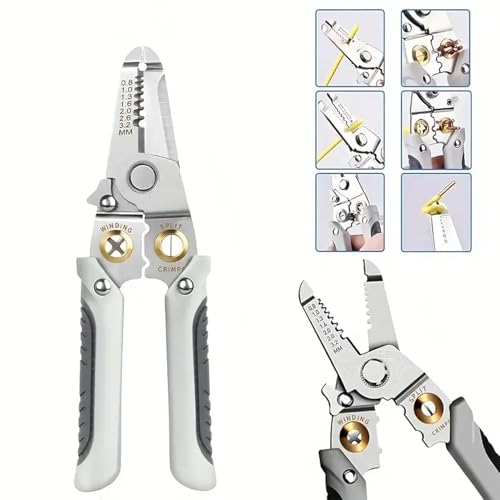 Image of Voroly All in 1 Multifunction Stainless Steel Wire Stripper /Wire Crimping Tool, Wire Cutter, Wire Crimper, Cable Stripper, Wiring Tools and Multi-Function Hand Tool (WIRE STRIPPER)