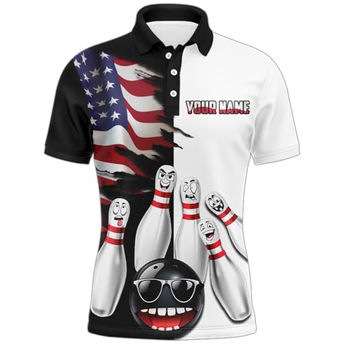 ChipteeAmz Personalized US Flag Bowling Shirt Funny Black & White Bowling Jersey Men Women Performance Bowling Shirt3