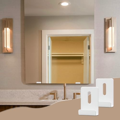 Image of 8 Pcs Metal Mirror Holders, Mirror Clips with Screws, Heavy Duty Stainless Steel Mirror Hangers Hardware for Frameless Mounting Wall Tile Billboard Display (White,1 /4 Inch)