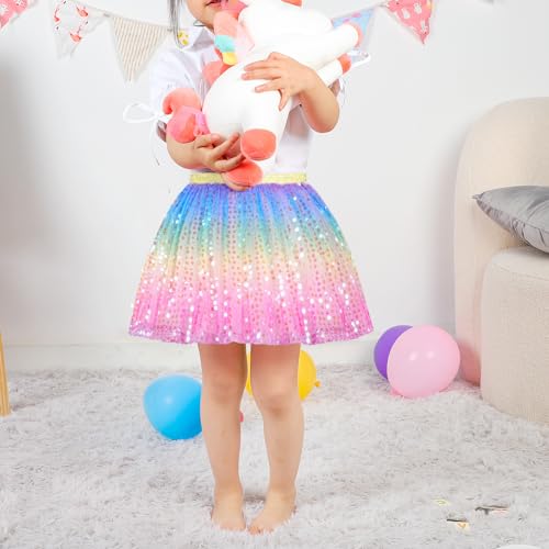 Image of KEREDA Toddler Girls Layered Tutu Skirt Sparkling Sequin Tulle Dance Skirts