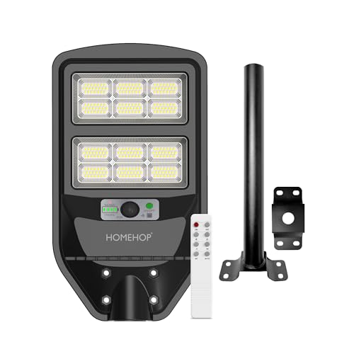 Image of Homehop Solar Street Light Outdoor Waterproof 120 Watt LED Wireless Motion Sensor Lamp with Pole for Home, Garden, Wall, Pathway, Dusk to Dawn (ABS- Cool Light)