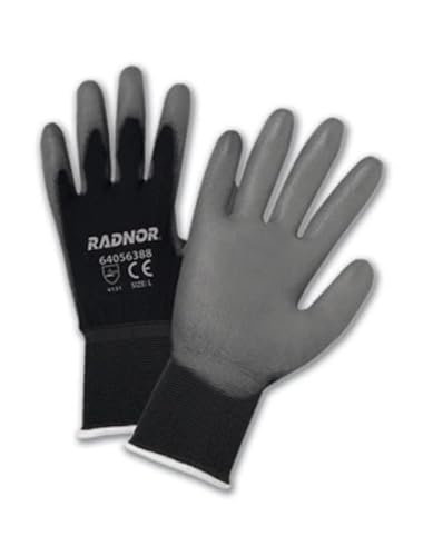 Radnor X-Large Gray Premium Polyurethane Palm Coated Work Gloves With 15 Gauge Nylon Liner #TOP30