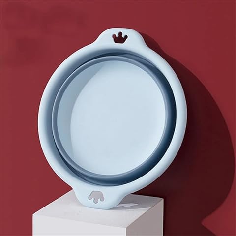 Collapsible Round Washing Up Bowl, Portable Plastic Washing Basin, Space Saving Kitchen Storage Tray for Travel Camping and Home Kitchen (Light blue S (23 x 6.5cm)) Cover