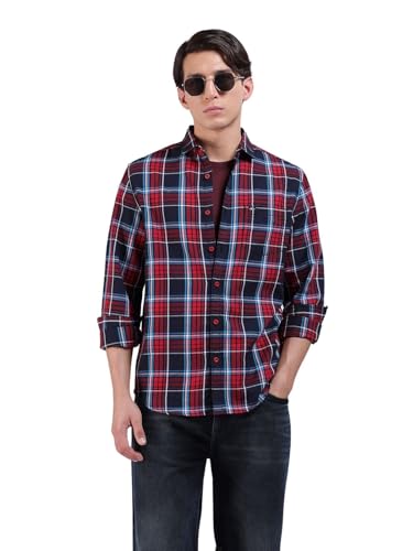 Chemise décontractée rouge à carreaux The Indian Garage Co avec son col court unique