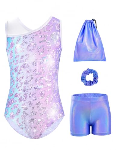 Tstiti Gymnastics Leotards for Girls 4-Piece Outfit