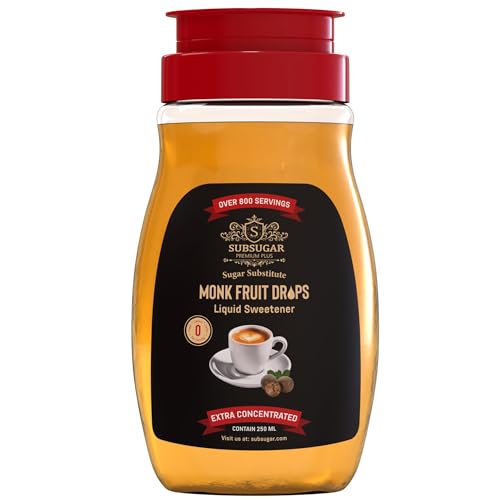 SubSugar Monk Fruit Drops Liquid Monk Fruit Sweetener, No Erythritol Sugar Alternative, Concentrated Syrup, Zero Calorie, Sugar-Free for Keto, Coffee, Tea, cooking & baking Food, Kosher 8 Fl oz #1 in USA