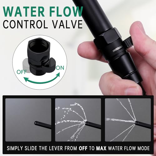 Image of Shower Enema System with 86 Inches Hose, Diverter, Water Control Valve for Men and Women Portable Cleaning, Enema Nozzle Kit Cleaner Attachment (Matte Black)