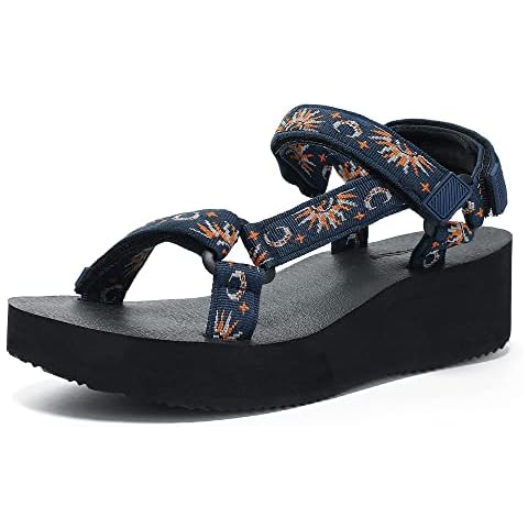 Women's Platform Sandals Casual Wedge Adjustable Velcro Arch Support Yoga Mat Heeled Flatform Sandals Shoes Cover