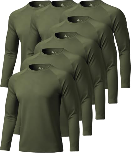 Image of ZITY 5 Pack Long Sleeve Shirts for Men UPF 50+ Sun Protection Fast Dry Lightweight Fishing Swim Rash Guard Workout Shirt