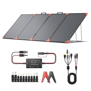 200 Watt Portable Solar Panel for Power Station,200W 19V Foldable Solar Panel with PWM Controller for 12V Batteries,23.5% High Efficiency IP68 Waterproof 4 Kickstands for RV Camping Blackout