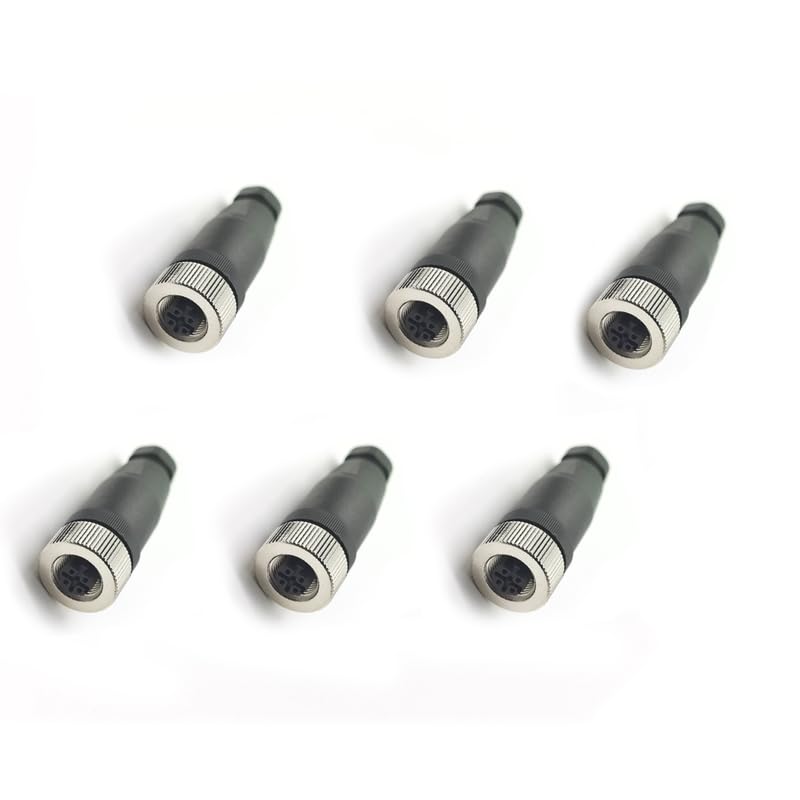10Pcs M12 4 Pin Female Connector, Field Assembly Wireable Adapter 12mm IP67 Waterproof Straight Sensor D Code Unshiled Industrial Circular Connector for Electric Bicycles PG7 Cable 250V 4A(10PCS)