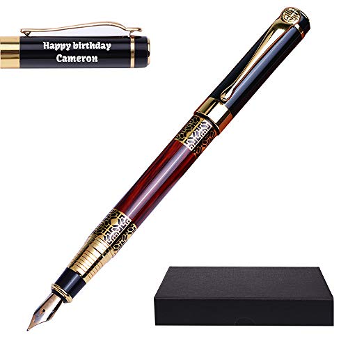 Ancolo Personalized Fountain Pen- Quality Pen Custom your own Name, Message,Company Team Name, Gift for Writer, professor, Calligrapher, students-Metal Body Black ink