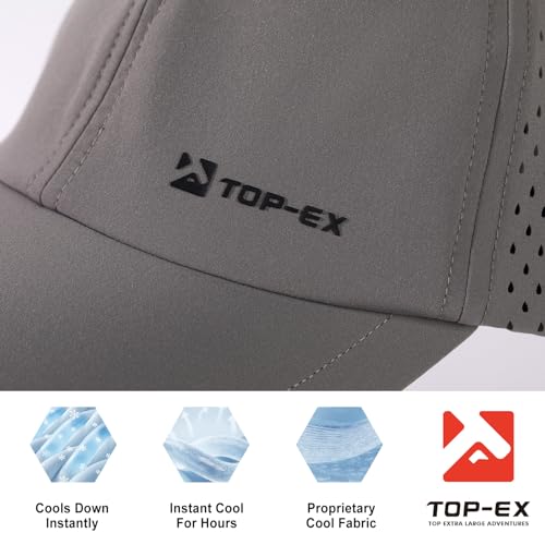 TOP-EX Mens Baseball Cap Lightweight Quick Dry Summer Sports Cap Breathable Water-Resistant UV Sun Cap for Golf & Running Adjustable Dark Grey M/L - Image 6
