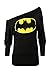 Oops Outlet Women's Superman Batman Comic Hero Batwing Off Shoulder Slouch Top Plus Size (US 12/14) Black
