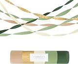 Aobkiat Hochzeitsdekorationen Partydekorationen,5 Rollen Grün Gold Khaki Krepppapier Luftschlangen für Boho BrautParty,BabyParty,Bachelorette,Geburtstag,Jahrestag Hintergrund Dekorationen