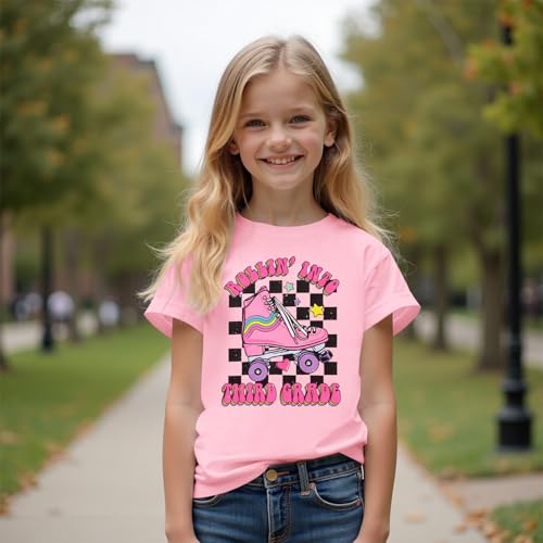 SOFEON First Day of School Shirt for Girls Rollin' Into 1st/2nd/3rd Grade T-Shirt Back to School Skating Graphic Tees Tops3