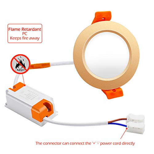 Ygs-Tech 2 Inch Led Recessed Lighting Dimmable Downlight, 3W(35W Halogen Equivalent), 3000K Warm White, Cri80, Gold Trim, Led Ceiling Light With Led Driver (4 Pack) #TOP2