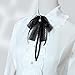 Fashion Black Lace Ribbon Bow Tie Pearl Pendant Brooch Women Shirt Collar Clothes Necktie Decoration Accessories