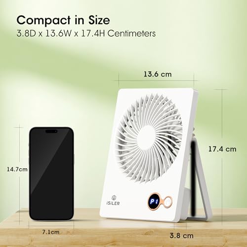 Image of ISILER Small Desk Fan, 1200mAh Portable USB Fan with 3 Speeds Airflow, Small Personal Fan with 180 Adjustable Tilt Angle, Cooling Fan for Home, Office, Dorm