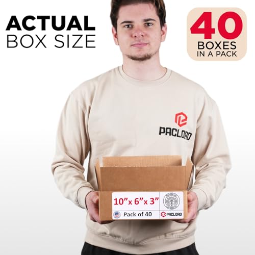 Image of Small Cardboard Boxes 10 inchL x 6 inchW x 3 inchH (Pack of 40) - USA-Made Packing Boxes for Moving, Shipping, or Storage - USPS, UPS, FedEx Approved - Professional Packing Supplies for Moving | USA-Made Packing Boxes for Moving, Shipping, or Storage - USPS, UPS, FedEx Approved - Professional Packing Supplies