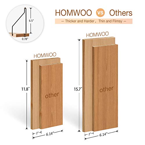 Homwoo Floating Shelves Set Of 2 Oak Solid Wall Shelf Rustic Wall Mounted Shelves For Living Room, Bedroom, Bathroom, Kitchen, Office (Natural) #TOP2